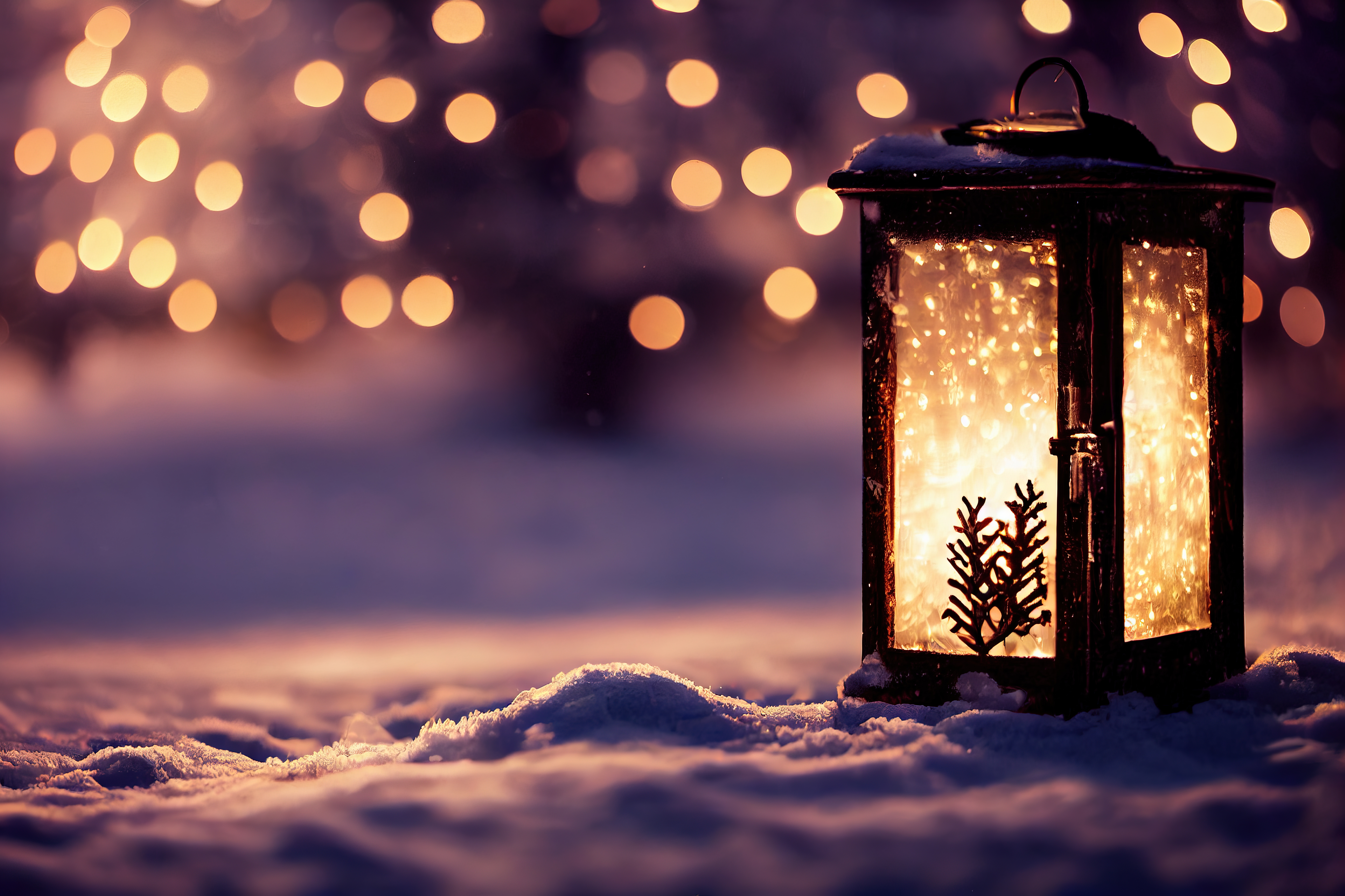 lanterne sur la neige